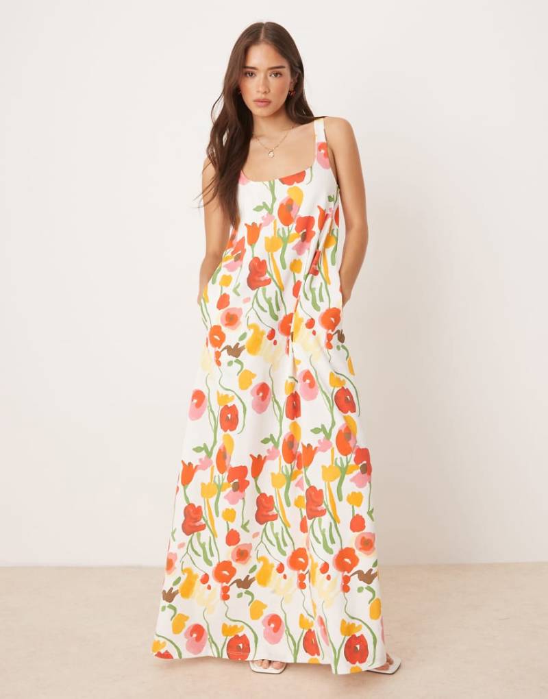 ASOS DESIGN - Trapezförmiges Maxikleid mit Blumenmuster-Bunt von ASOS DESIGN