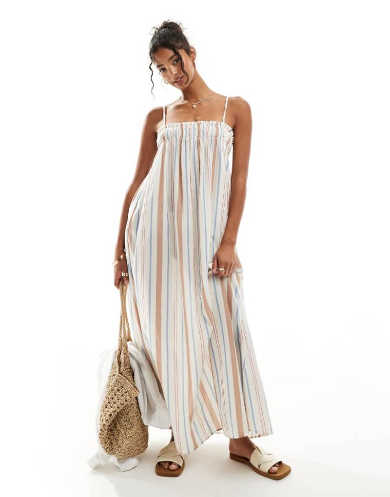 ASOS DESIGN - Trapezförmiges Strandkleid mit bunten Streifen von ASOS DESIGN
