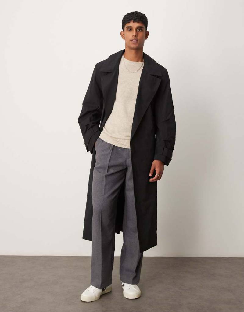 ASOS DESIGN - Trenchcoat in Schwarz mit Gürtel von ASOS DESIGN