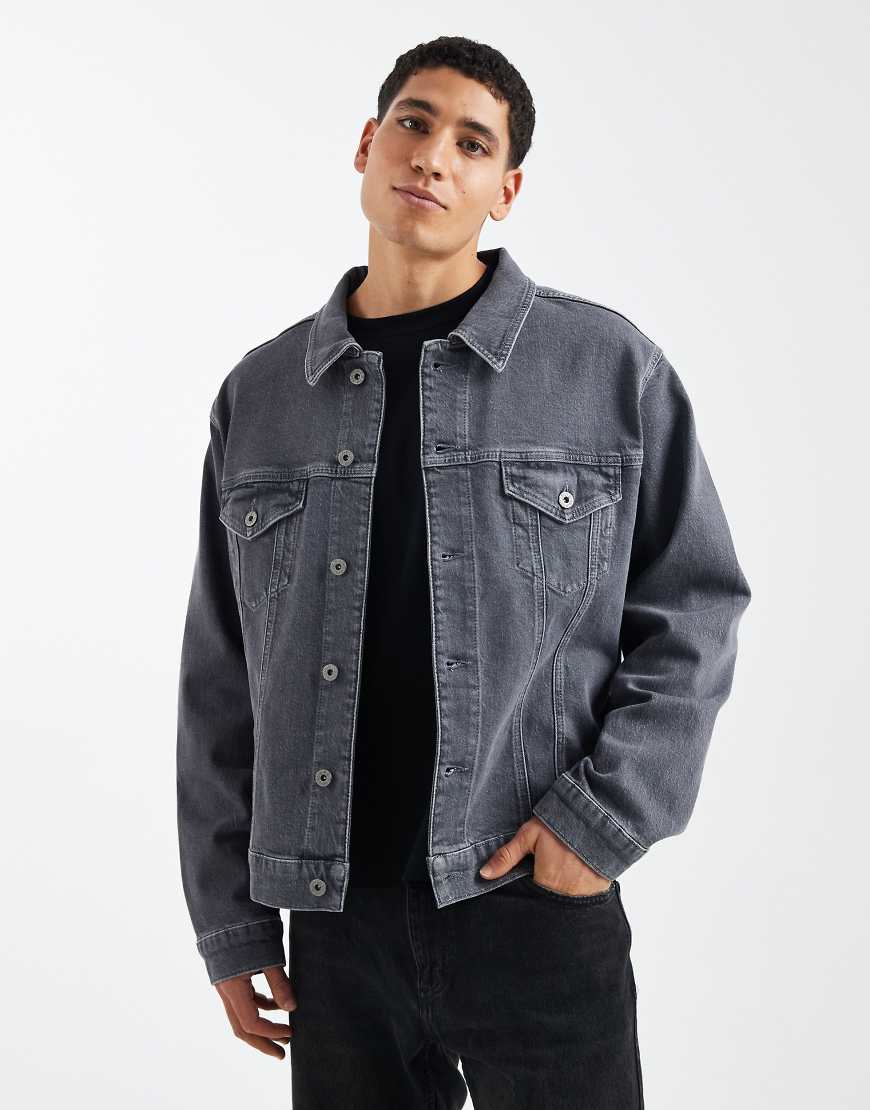 ASOS DESIGN - Trucker-Jeansjacke in Dunkelgrau von ASOS DESIGN