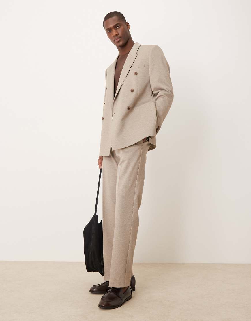 ASOS DESIGN - Twill-Anzughose in Beige mit geradem Bein-Neutral von ASOS DESIGN