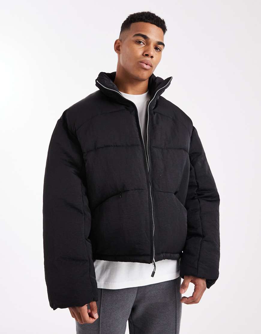 ASOS DESIGN - Übergroße, schwarze Steppjacke von ASOS DESIGN