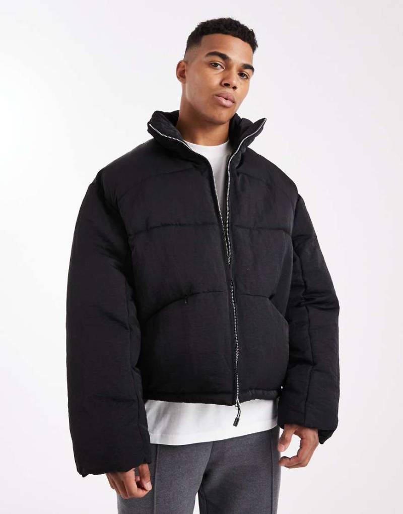 ASOS DESIGN - Übergroße, schwarze Steppjacke von ASOS DESIGN