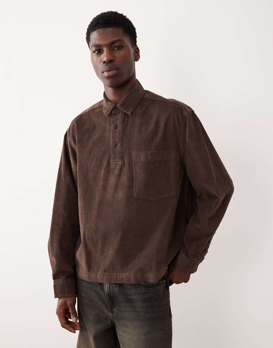 ASOS DESIGN - Übergroßes Cord-Hemd in Braun-Brown von ASOS DESIGN