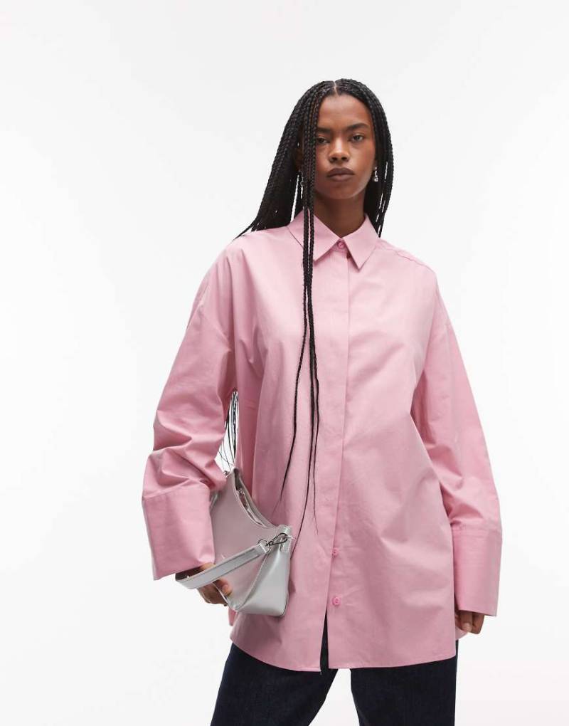 ASOS DESIGN - Ultimate - Hemdbluse aus rosa Popeline mit weiten Ärmeln von ASOS DESIGN