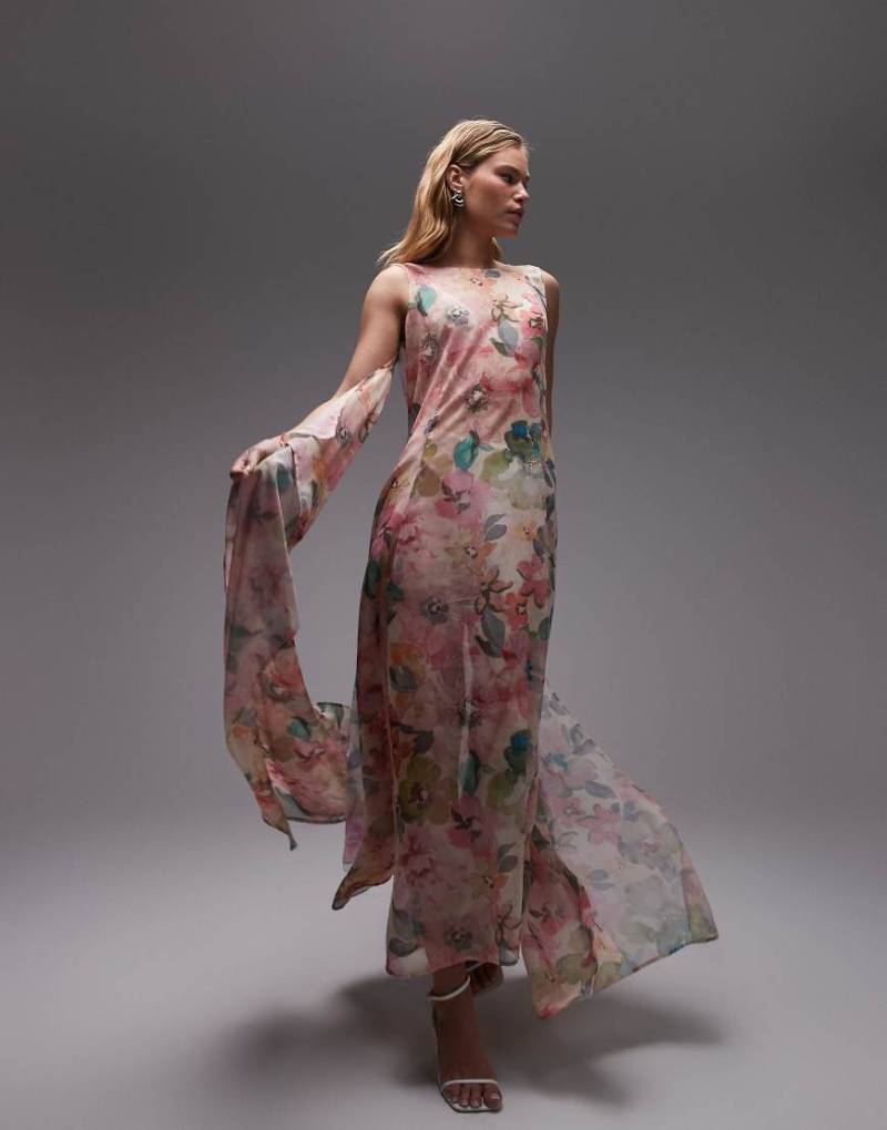 ASOS DESIGN - Ultimate - Maxikleid aus transparentem Chiffon mit Blumenmuster-Mix-Bunt von ASOS DESIGN