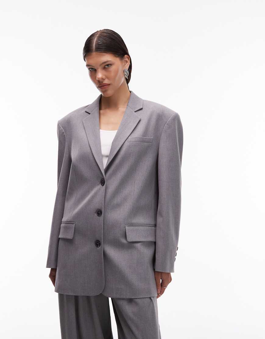 ASOS DESIGN - Ultimate - Oversize-Blazer in Grau meliert von ASOS DESIGN