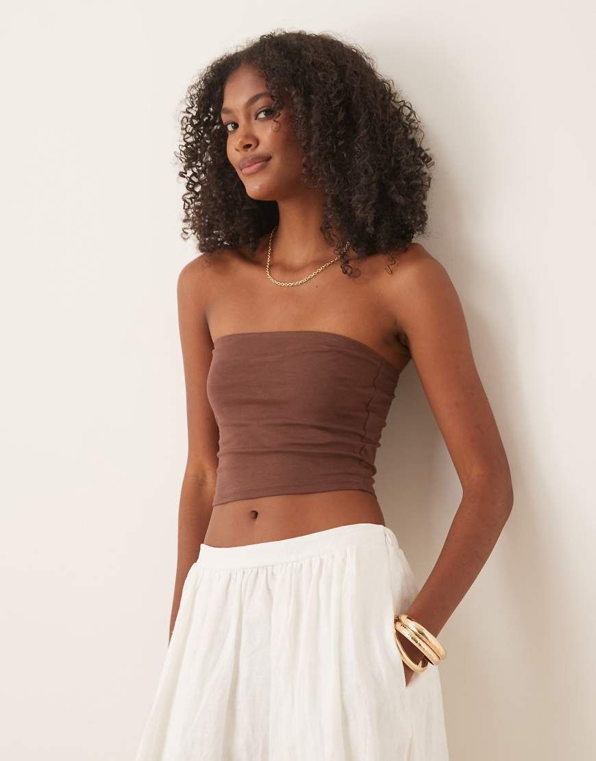 ASOS DESIGN - Ultimate - Trägerloses Cropped-Oberteil in Schokobraun von ASOS DESIGN