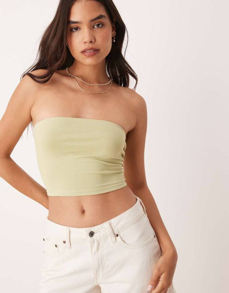 ASOS DESIGN - Ultimate - Trägerloses Cropped Oberteil in Wintergrün von ASOS DESIGN
