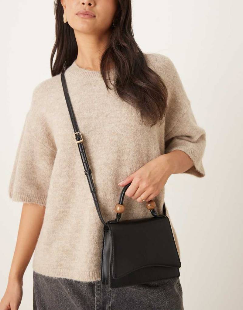 ASOS DESIGN - Umhängetasche in Schwarz mit abnehmbarem Riemen und Henkel mit Kunstharz-Perlen von ASOS DESIGN