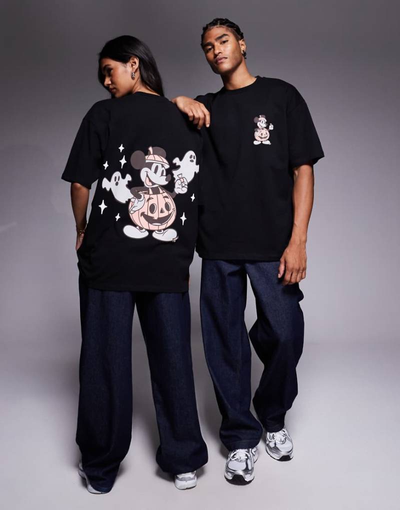 ASOS DESIGN - Disney Halloween - Unisex-T-Shirt in Schwarz mit „Mickey"-Print und Oversize-Schnitt von ASOS DESIGN