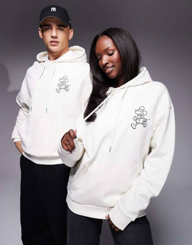 ASOS DESIGN - Unisex-Kapuzenpullover in Beige mit „Disney Micky Mouse"-Print und Oversize-Passform-Neutral von ASOS DESIGN