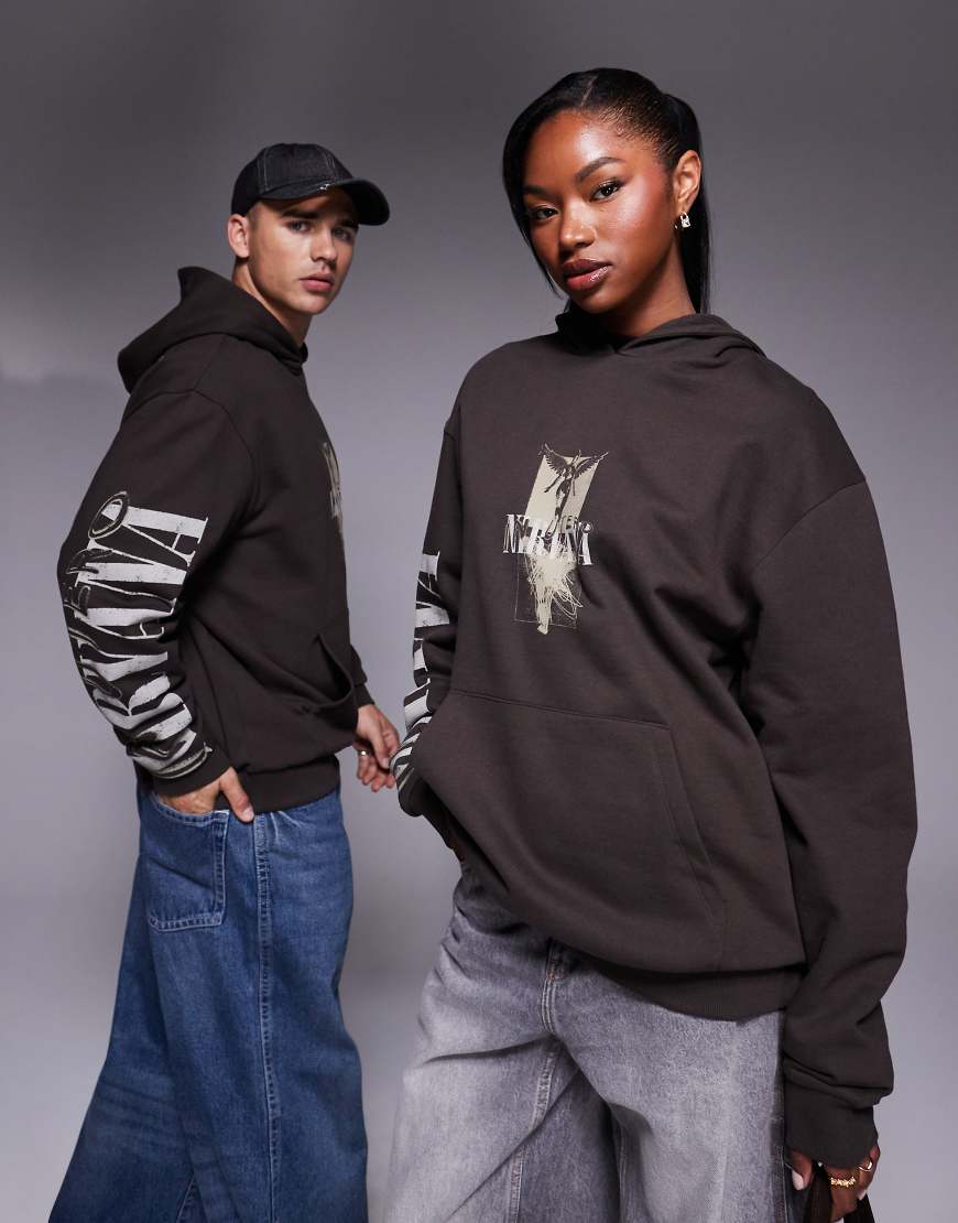 ASOS DESIGN - Unisex-Kapuzenpullover in Braun mit Oversize-Schnitt und „Nirvana"-Prints ASOS DESIGN - Unisex-Kapuzenpullover in Braun mit Oversize-Schnitt und „Nirvana"-Prints von ASOS DESIGN