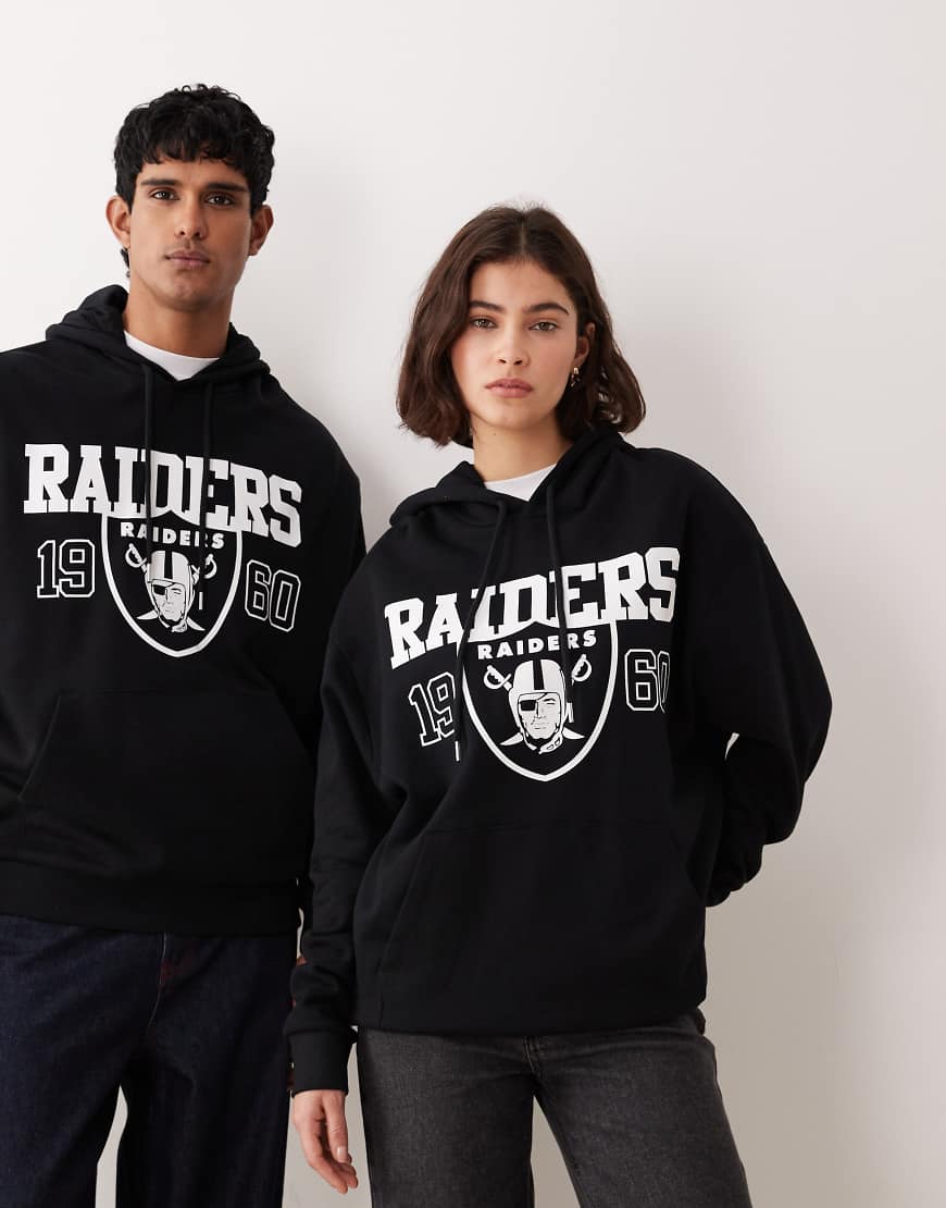 ASOS DESIGN - Unisex-Kapuzenpullover in Schwarz mit „Raiders"-Print und Oversize-Schnitt von ASOS DESIGN