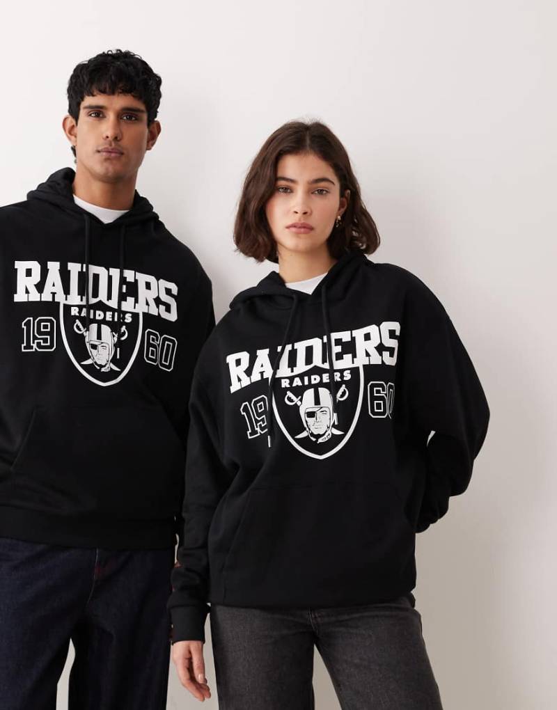 ASOS DESIGN - Unisex-Kapuzenpullover in Schwarz mit „Raiders"-Print und Oversize-Schnitt von ASOS DESIGN