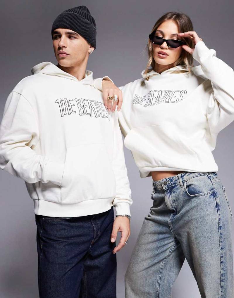 ASOS DESIGN - Unisex-Kapuzenpullover in Schwarz mit Oversize-Passform und „The Beatles"-Lizenzprints-Neutral von ASOS DESIGN