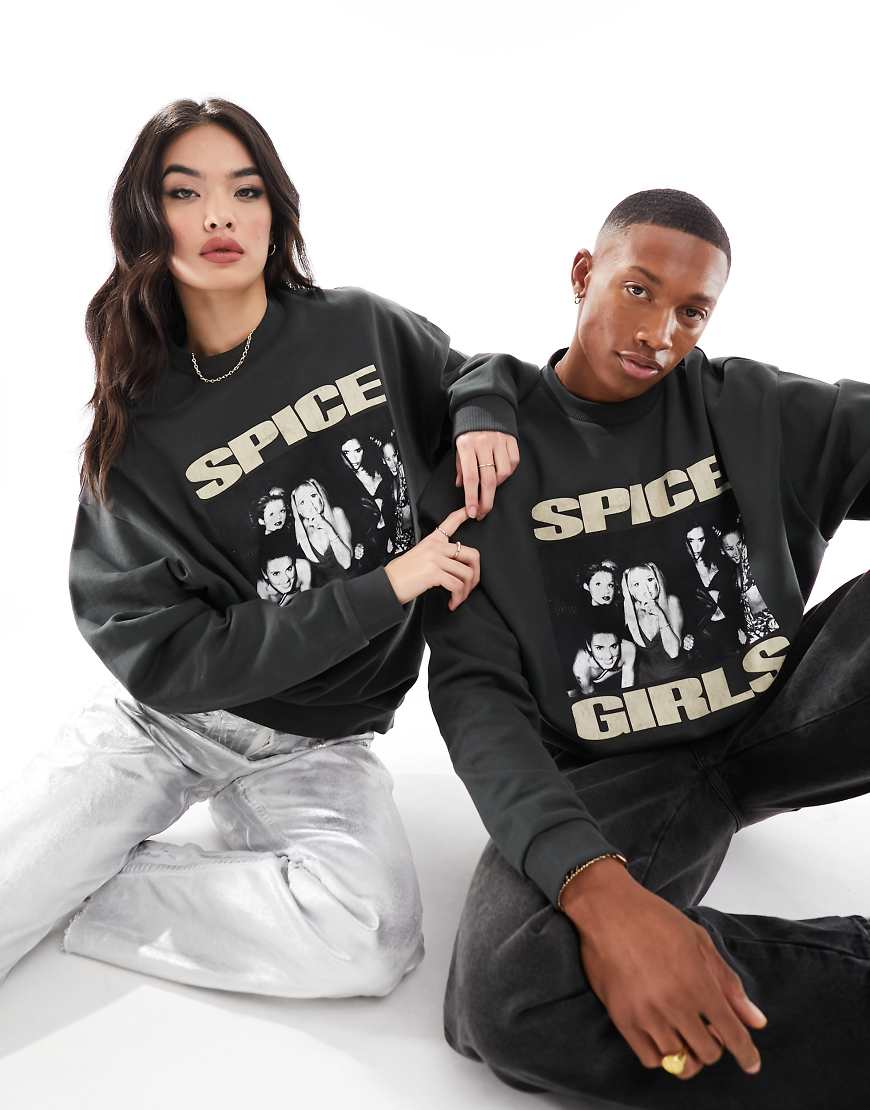 ASOS DESIGN - Unisex - Oversize-Sweatshirt in Anthrazit mit lizenzierten Spice-Girls-Grafikprints-Grau ASOS DESIGN - Unisex - Oversize-Sweatshirt in Anthrazit mit lizenzierten Spice-Girls-Grafikprints-Grau von ASOS DESIGN