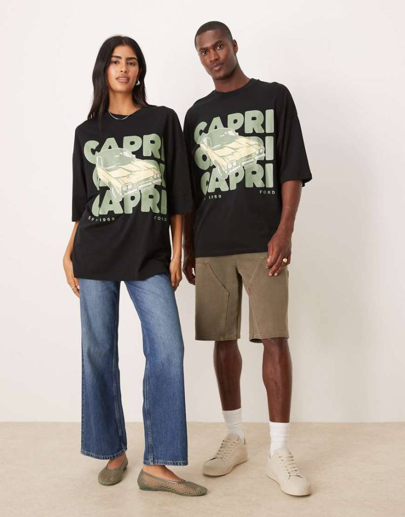 ASOS DESIGN - Unisex-Oversize-T-Shirt in Schwarz mit „Ford"-Print von ASOS DESIGN