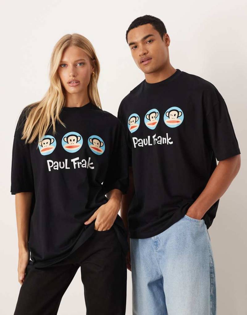 ASOS DESIGN - Unisex - Oversize-T-Shirt in Schwarz mit „Paul Frank"-Prints von ASOS DESIGN