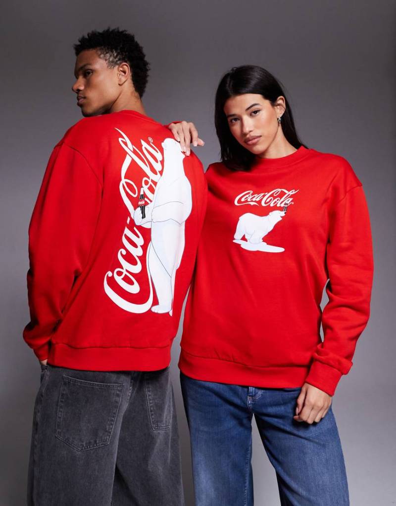 ASOS DESIGN - Unisex-Sweatshirt im Relaxed Fit in Rot mit „Coca-Cola"-Print von ASOS DESIGN