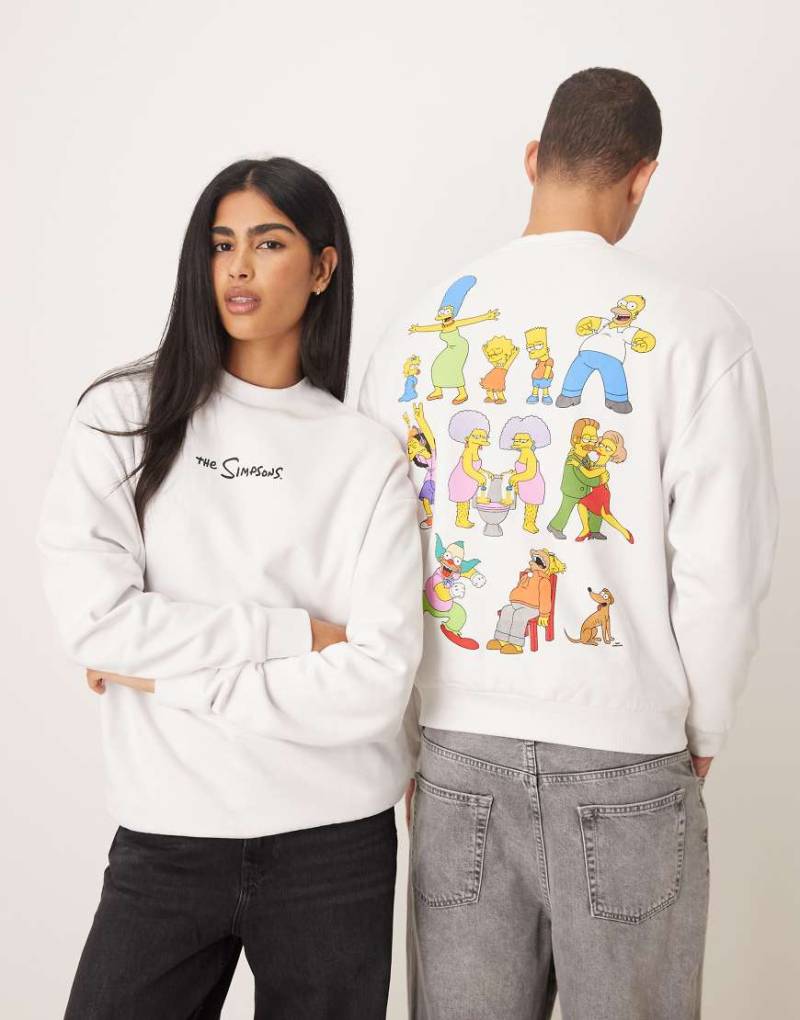 ASOS DESIGN - Unisex-Sweatshirt in Weiß mit „The Simpsons"-Prints und Relaxed-Fit-Passform von ASOS DESIGN