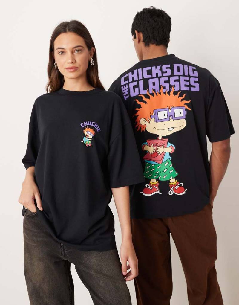 ASOS DESIGN - Unisex-T-Shirt in Anthrazit mit „Rugrats"-Print und Oversize-Schnitt-Schwarz von ASOS DESIGN