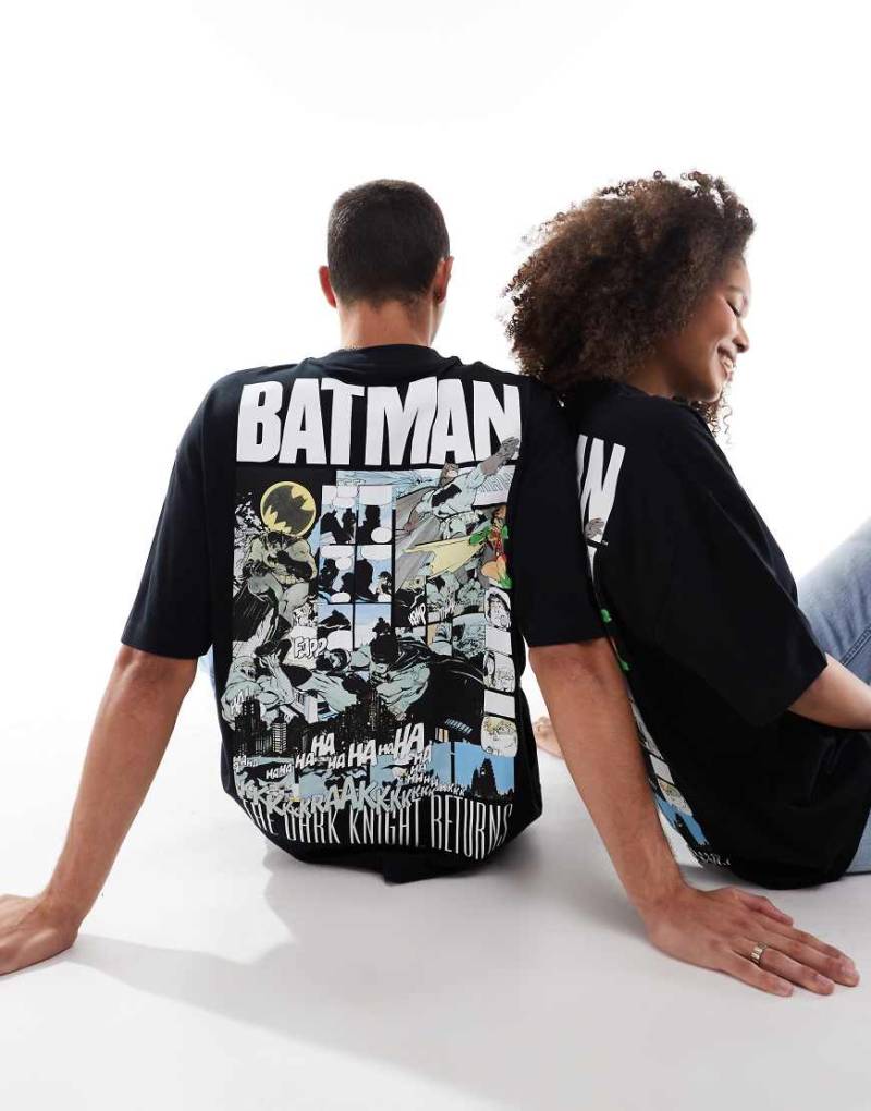 ASOS DESIGN - Unisex-T-Shirt in Schwarz mit „Batman"-Prints und Oversize-Schnitt-Weiß von ASOS DESIGN