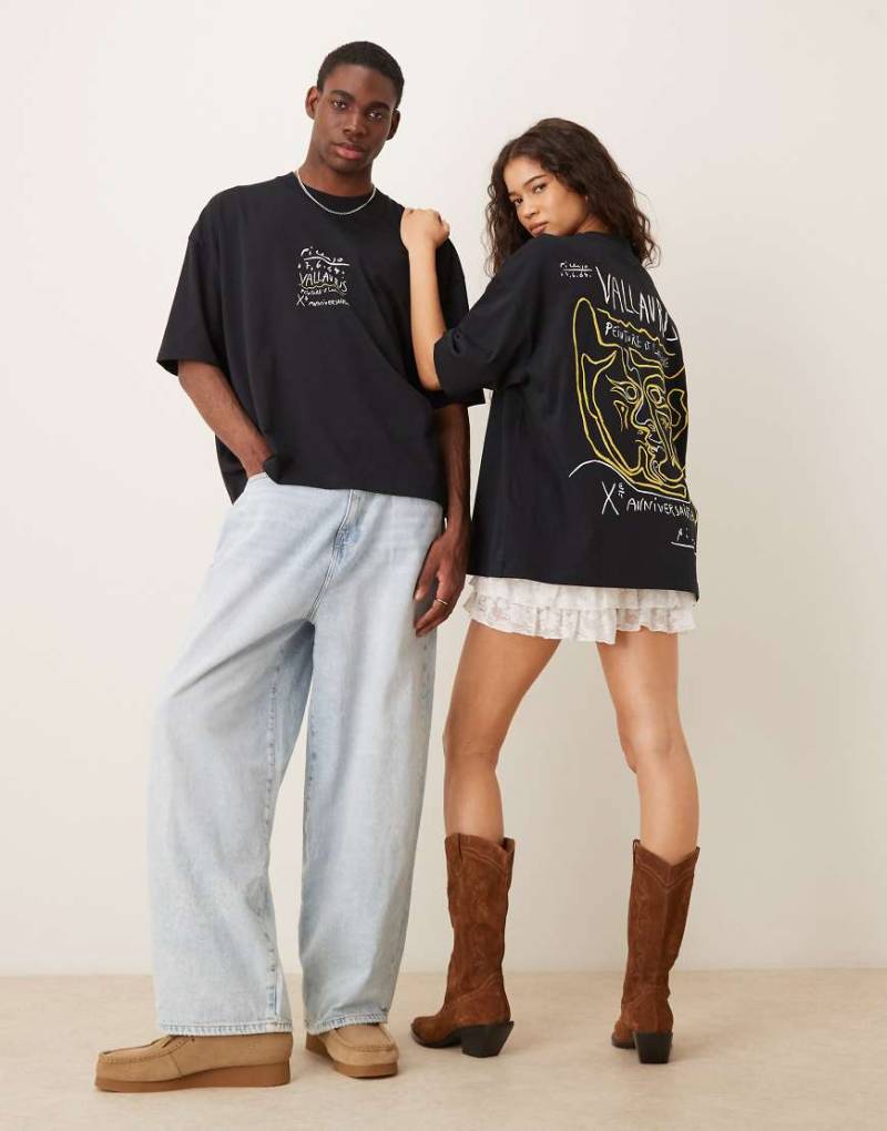 ASOS DESIGN - Unisex-T-Shirt in Schwarz mit „Picasso"-Print und Oversize-Schnitt von ASOS DESIGN