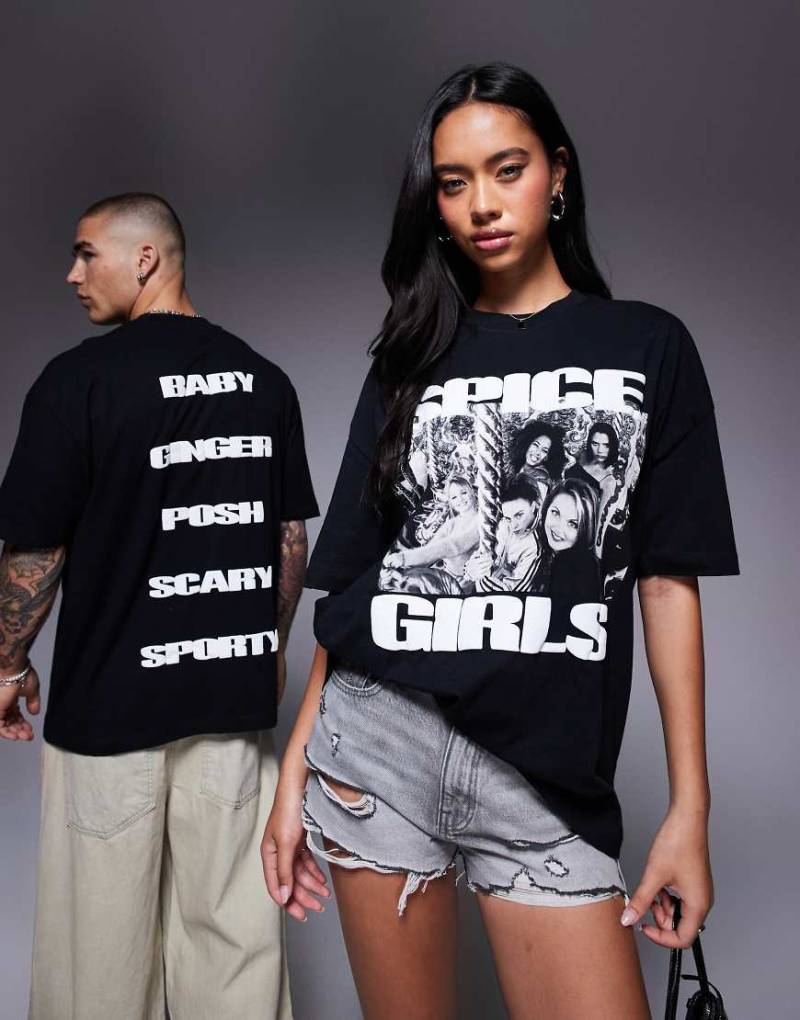 ASOS DESIGN - Unisex-T-Shirt in Schwarz mit Oversize-Passform und Spice Girls-Print von ASOS DESIGN
