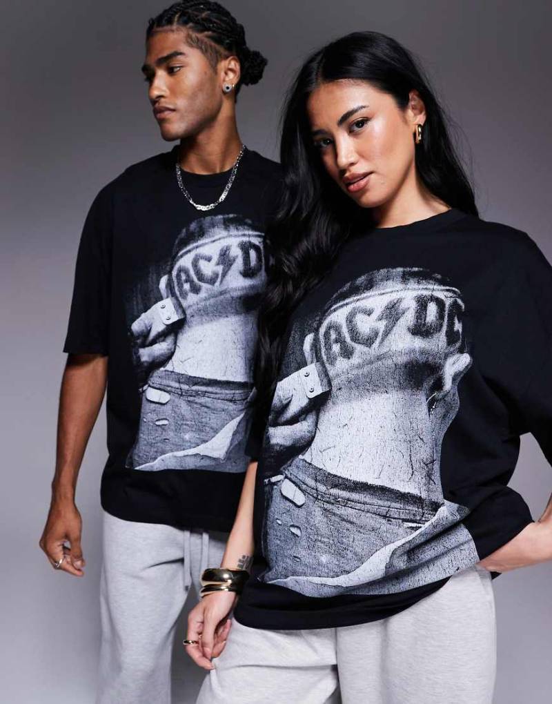 ASOS DESIGN - Unisex-T-Shirt in Schwarz mit Oversize-Schnitt und „AC/DC"-Print von ASOS DESIGN