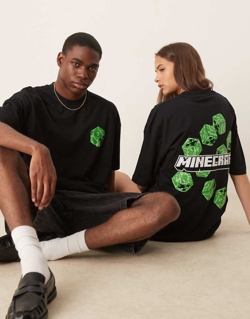 ASOS DESIGN - Unisex-T-Shirt in Schwarz mit Oversize-Schnitt und „Minecraft"-Prints ASOS DESIGN - Unisex-T-Shirt in Schwarz mit Oversize-Schnitt und „Minecraft"-Prints von ASOS DESIGN