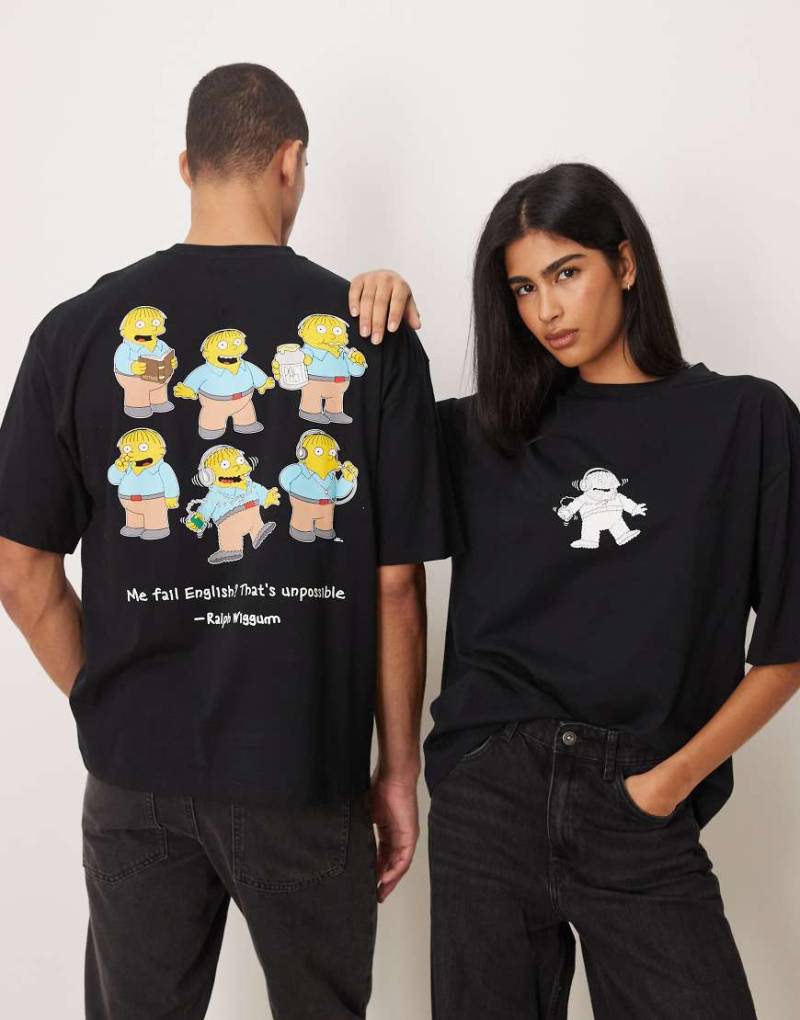 ASOS DESIGN - Unisex-T-Shirt in Schwarz mit Oversize-Schnitt und „The Simpsons"-Print von ASOS DESIGN