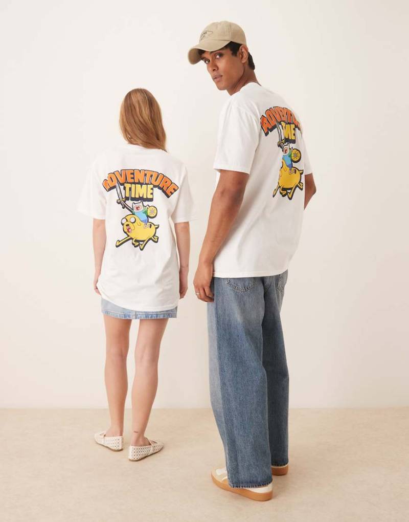 ASOS DESIGN - Unisex-T-Shirt in Weiß mit „Adventure Time"-Print und Oversize-Schnitt von ASOS DESIGN
