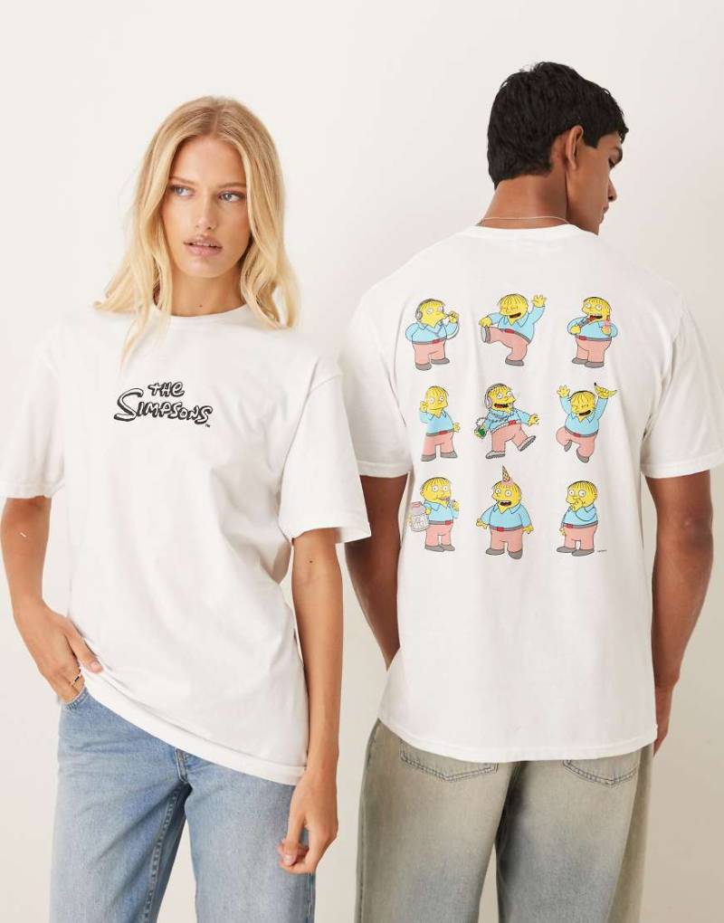ASOS DESIGN - Unisex-T-Shirt in Weiß mit „The Simpsons"-Ralph-Prints und Oversize-Schnitt von ASOS DESIGN