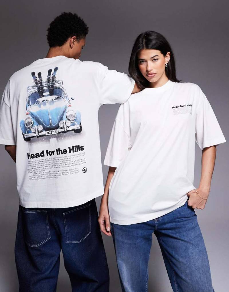 ASOS DESIGN - Unisex-T-Shirt in Weiß mit „VW"-Weihnachts-Print und Oversize-Schnitt von ASOS DESIGN