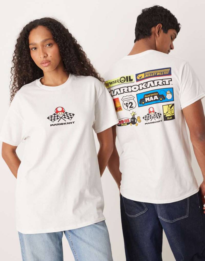 ASOS DESIGN - Unisex-T-Shirt in Weiß mit Oversize-Passform und „Nintendo Mario Kart"-Print von ASOS DESIGN