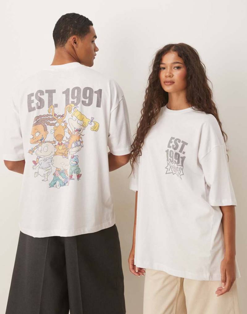 ASOS DESIGN - Unisex-T-Shirt in Weiß mit Oversize-Passform und „Rugrats"-Prints von ASOS DESIGN