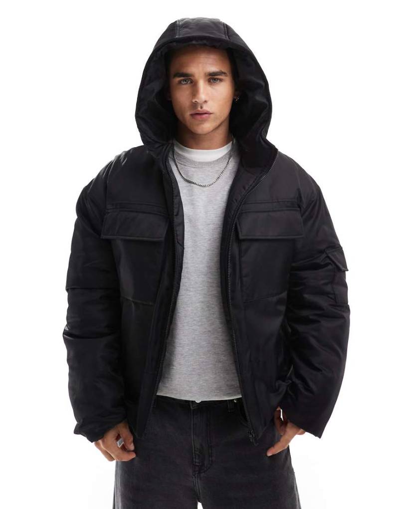 ASOS DESIGN - Utility-Pufferjacke in Schwarz von ASOS DESIGN