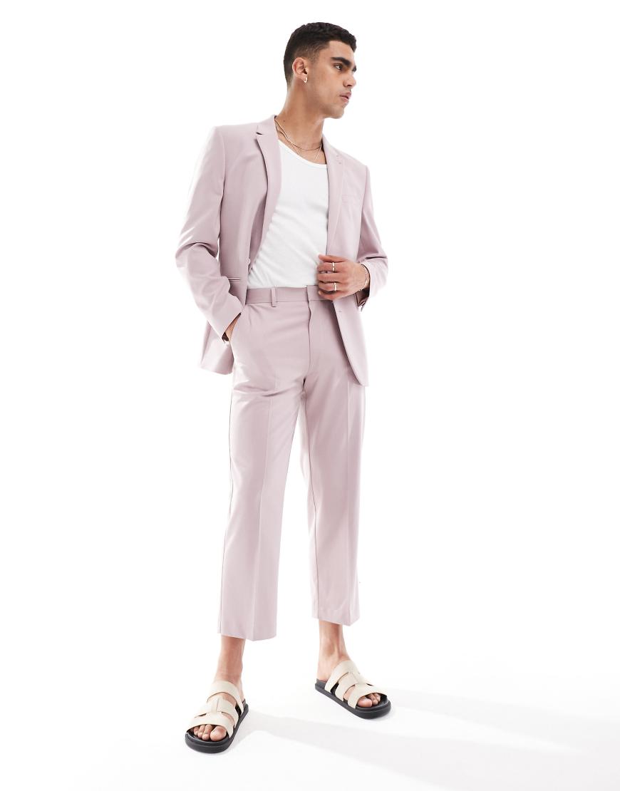 ASOS DESIGN - Verkürzte Anzughose in Rosa mit geradem Schnitt von ASOS DESIGN