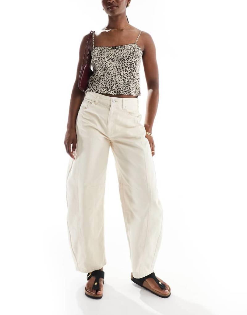 ASOS DESIGN - Jeans in Ecru mit weitem Bein und seitlichem Nahtdetail-Neutral von ASOS DESIGN