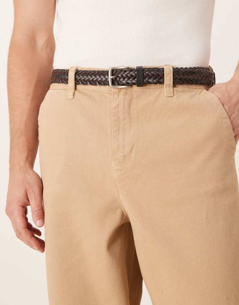 ASOS DESIGN - Verstärkter, gewebter Gürtel aus Leder in Schwarz von ASOS DESIGN