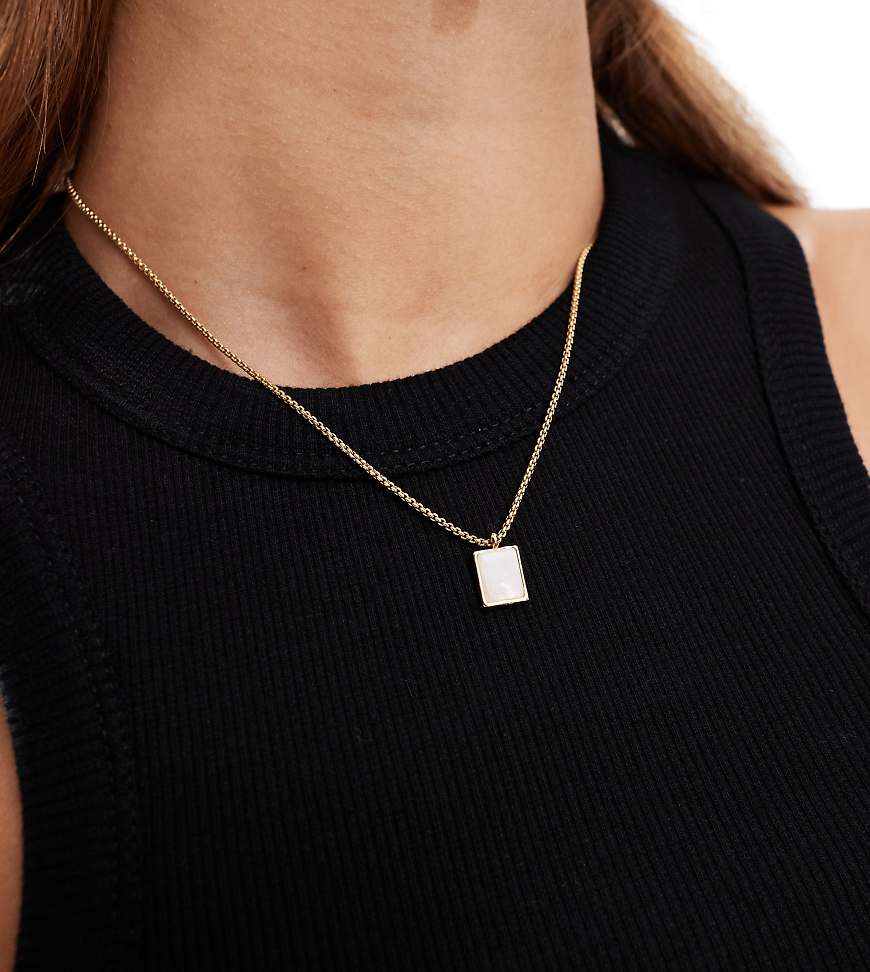 ASOS DESIGN - Verstellbare Halskette mit 14-Karat-Vergoldung und Kunstperlenanhänger-Goldfarben von ASOS DESIGN