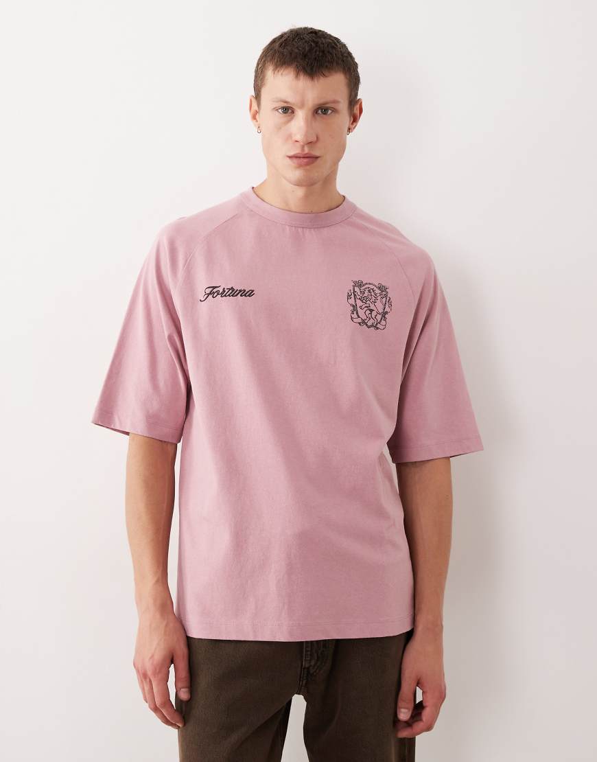 ASOS DESIGN - Verwaschenes Relaxed-Fit-T-Shirt mit Raglanärmeln-Rosa von ASOS DESIGN