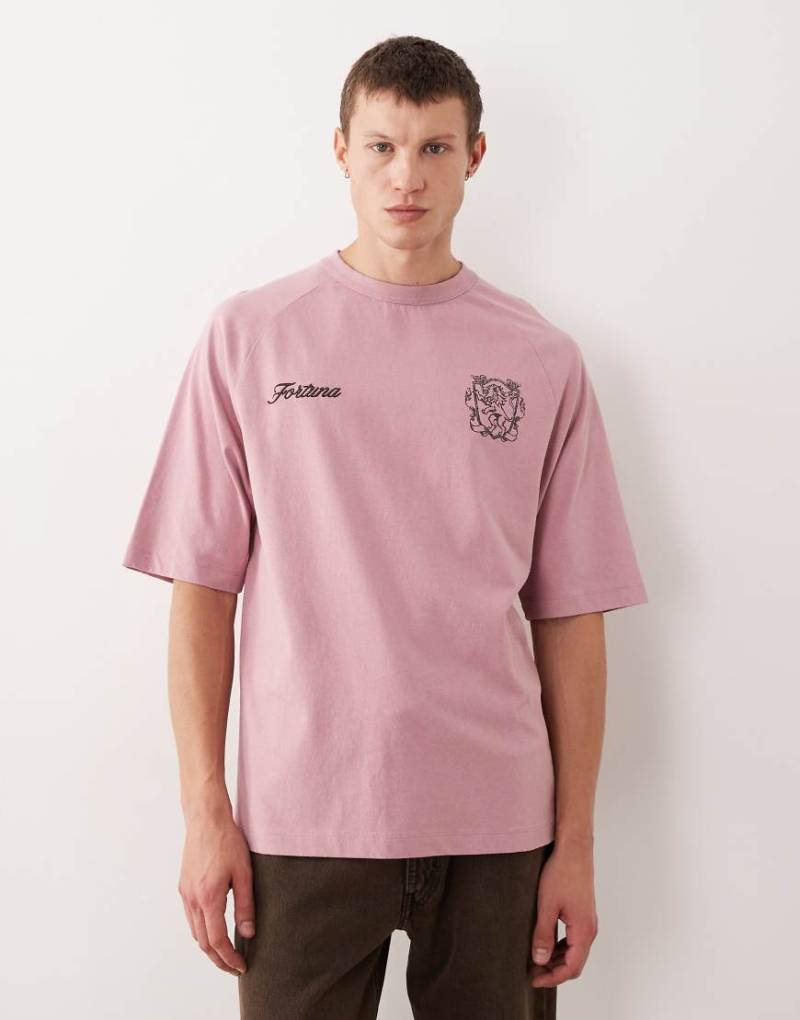 ASOS DESIGN - Verwaschenes Relaxed-Fit-T-Shirt mit Raglanärmeln-Rosa von ASOS DESIGN