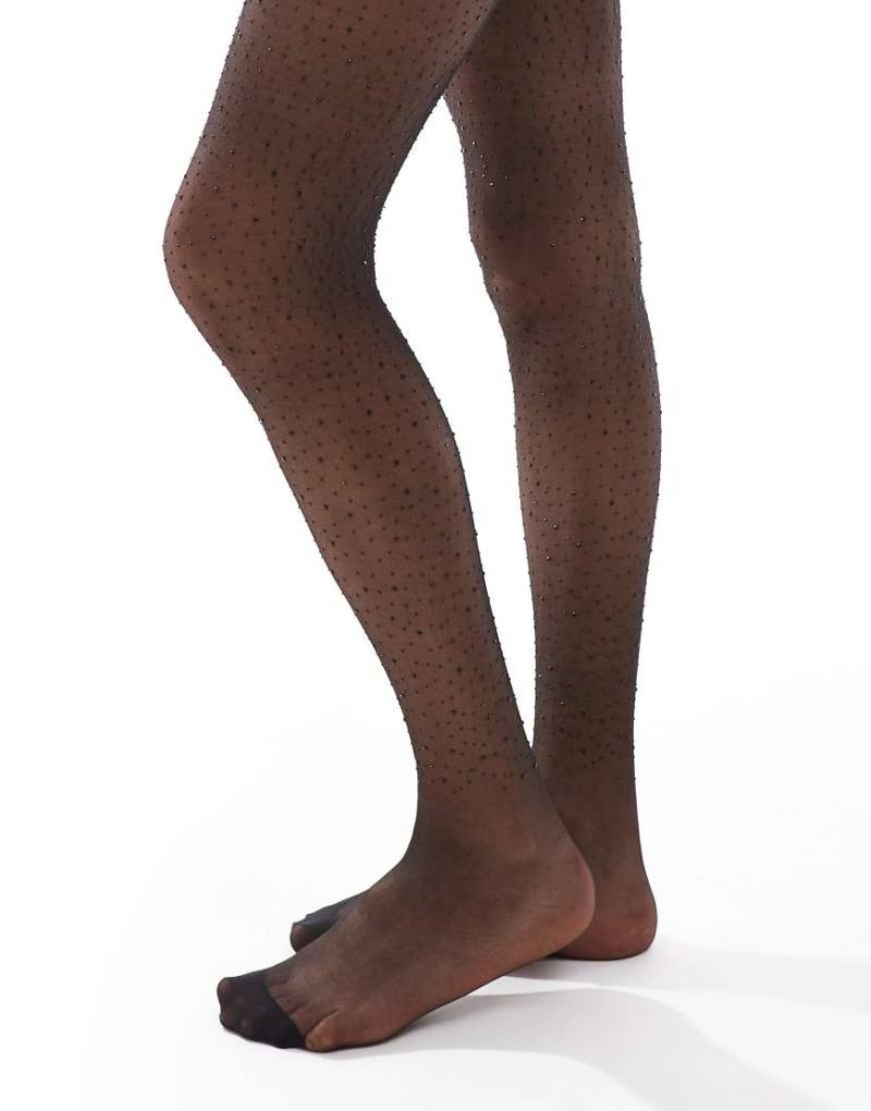 ASOS DESIGN - Verzierte, transparente Strumpfhose in Schwarz von ASOS DESIGN