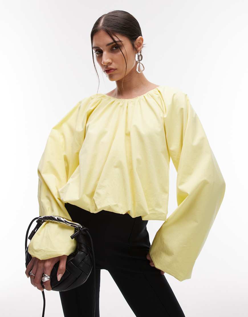 ASOS DESIGN - Voluminöse Bluse in Zitronengelb mit Ballonsaum ASOS DESIGN - Voluminöse Bluse in Zitronengelb mit Ballonsaum von ASOS DESIGN