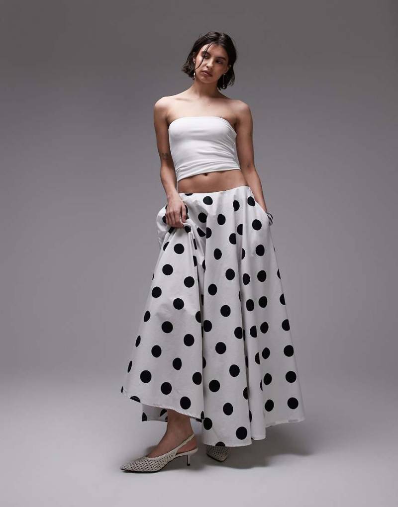 ASOS DESIGN - Voluminöser Maxi-Tellerrock aus Popeline mit Punktemuster-Bunt von ASOS DESIGN