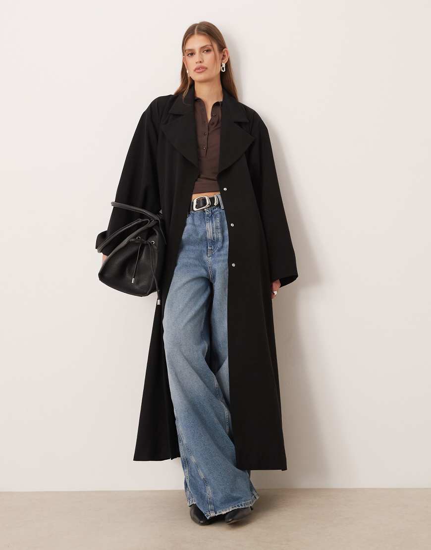 ASOS DESIGN - Voluminöser Oversize-Trenchcoat in Schwarz von ASOS DESIGN