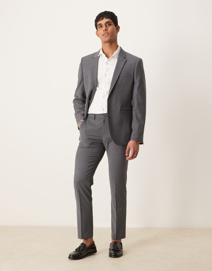 ASOS DESIGN - Waschbare Slim Fit Anzughose in Anthrazit mit leichter Kammwolle-Grau ASOS DESIGN - Waschbare Slim Fit Anzughose in Anthrazit mit leichter Kammwolle-Grau von ASOS DESIGN