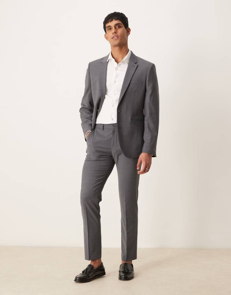 ASOS DESIGN - Waschbare Slim Fit Anzughose in Anthrazit mit leichter Kammwolle-Grau von ASOS DESIGN